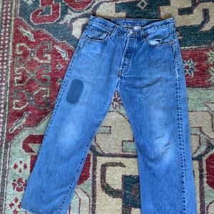 Vtg 90s Levis 501 button fly distressed patch 34x28